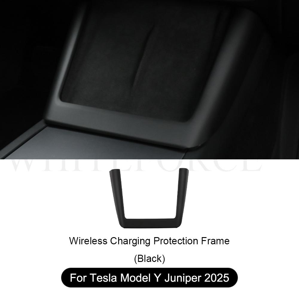 For Tesla Model Y Juniper 2025 Car Wireless Charging Silicone Pad Screen Protective Cover Center Panel Stickers Protection Frame