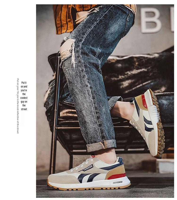 Buty męskie Forrest Gump w stylu retro, kolegiacki, casualowe, oddychające z siateczki, buty taty - wygodne, białe, wszechstronne sneakersy
