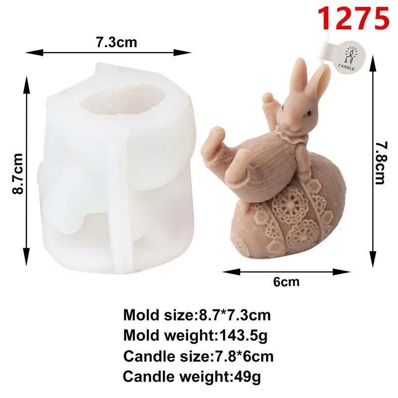 3D Rabbit Kickball Silicone Candle Mold DIY Easter Egg Gypsum Soap Epoxy Crystal Making Tools Table Top Decorative Crafts