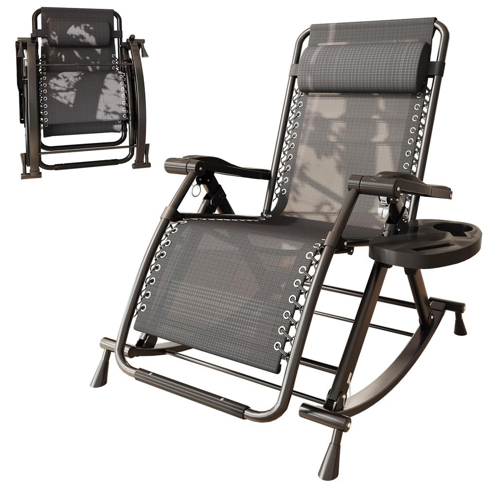 SunlitCorner Relaxation Folding Rocking Folding Nap Camping Reclining Easy To No Cleaning High Rocking Outdoor and Indoor Use Rocking Chair Rug Thick