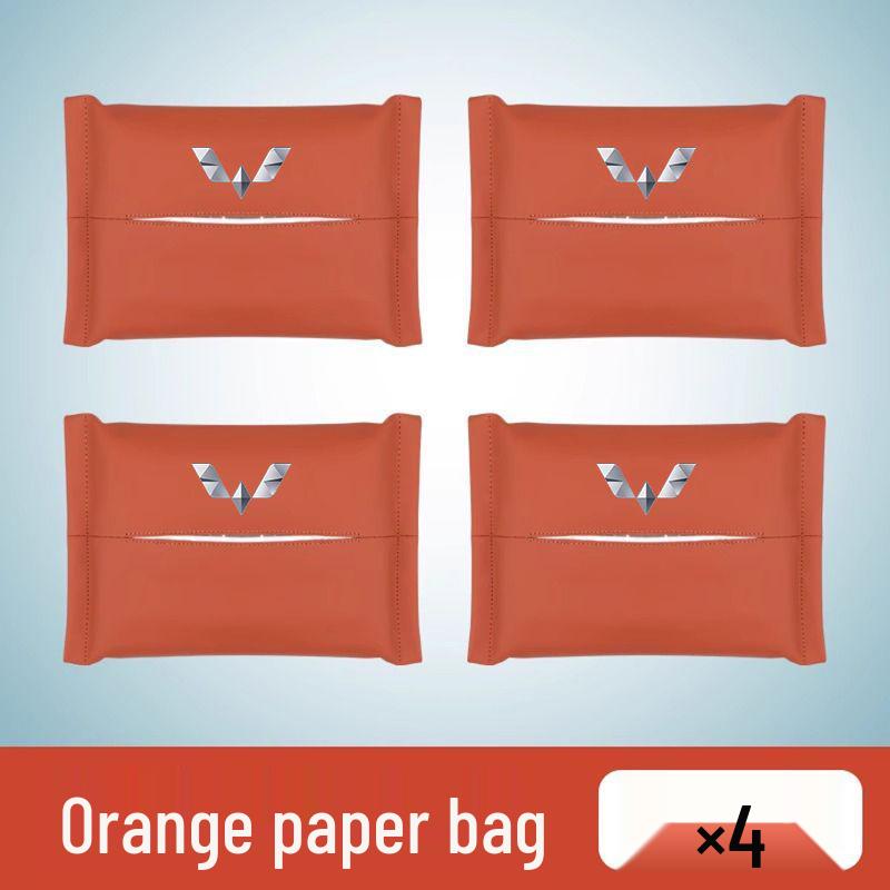 Compatible Tissue Box Bag for Wuling MINI EV, Jiejun, Hongguang, Rongguang Cars - Leather Headrest Pull-out Design