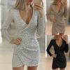 Fashion Clubwear V-neck Sequin Mini Dress Ball Gown Bodycon Party Dress Party Evening Dresses
