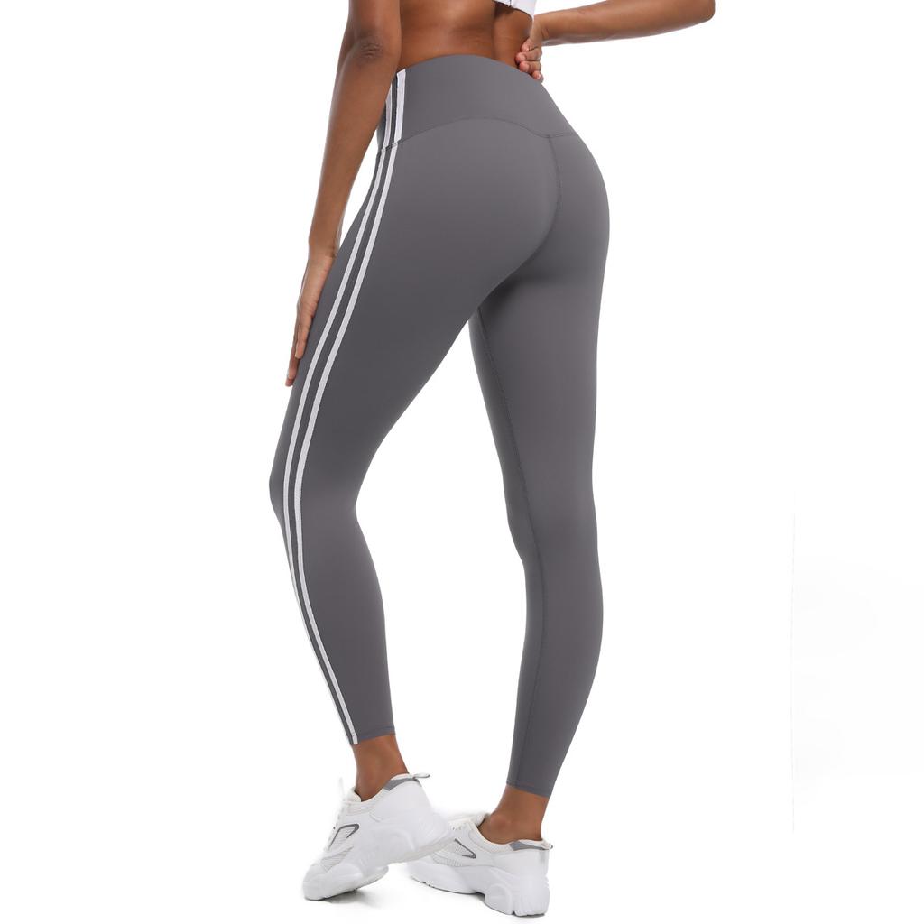 New Striped Pants For Wearing High Waisted And Slimming Sports Barbie Pants, Peach Hip Lifting Running And Fitness Yoga Pants For Women