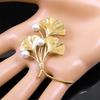 Retro Elegant Ginkgo Leaf Brooches for Women Stainless Steel Gold Color Wedding Party Brooch Pin Accessories Jewelry Gift