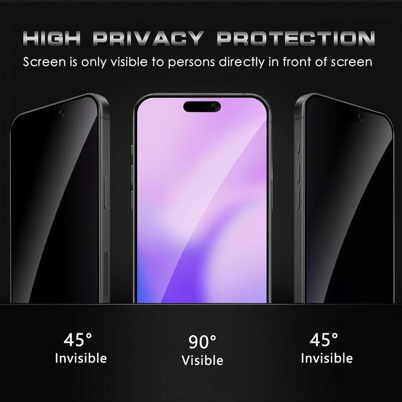 3PCSFilmes De Vidro Temperado Anti-espião Para iPhone 17 ProMax/17/17 Pro/17 Protetor De Tela De Privacidade Inquebrável Com Kit De Fácil Instalação