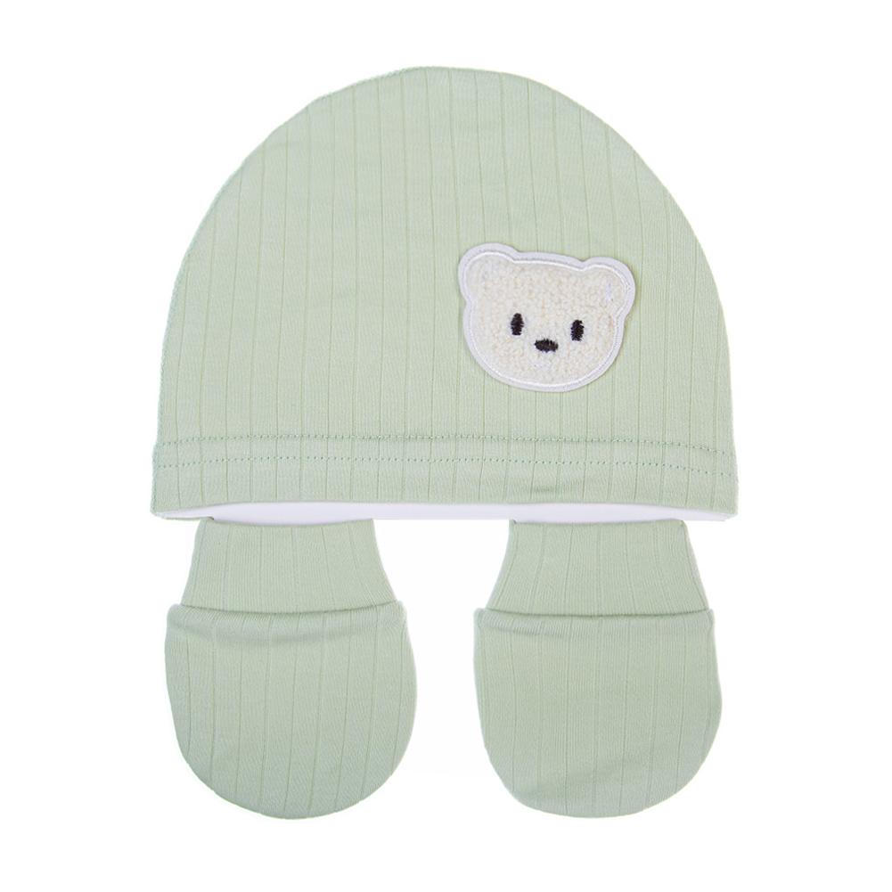 3Pcs/set Cotton Newborn Hats Caps Mittens Foot Cover Infant Felt Cute Bear Headwraps Baby Gloves Socks 0-3M Beanies