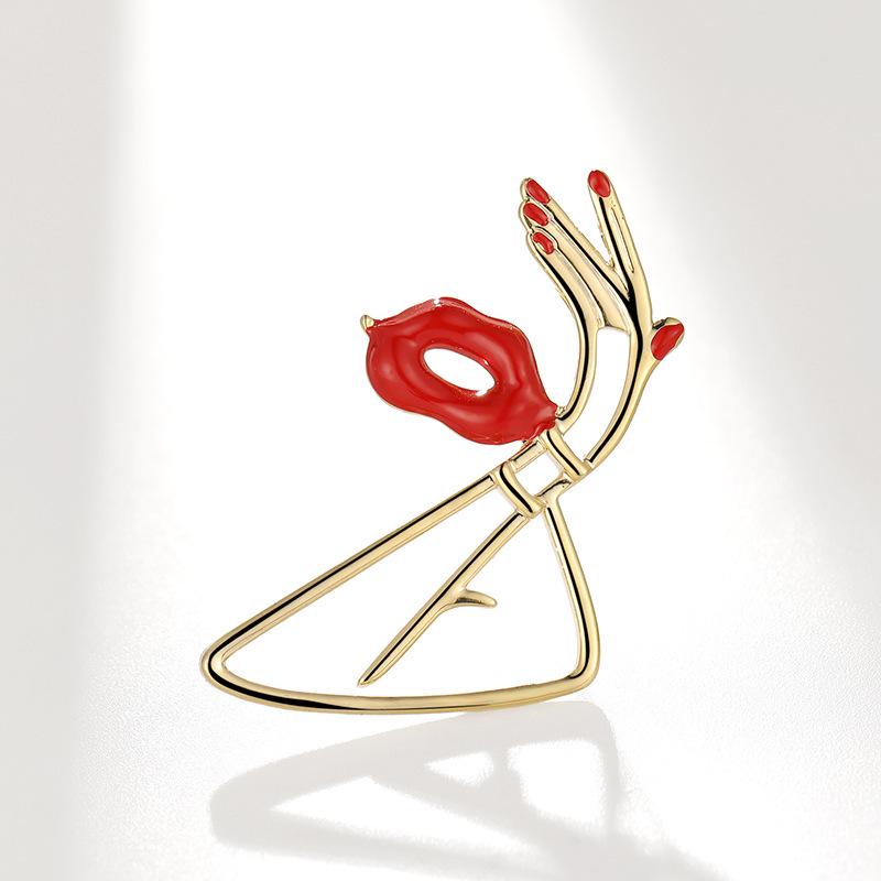 Bo Xin Yun Copper Oil Painting Lips Brooch - High-grade Clothing Accessory Pin