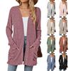Autumn and Winter New Ladies Knitted Pockets Long-sleeved Casual Cardigan Jacket Long Cardigan Women Tops Kawaii Sweater