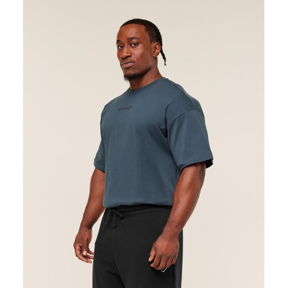 Gymshark Olde English T shirT Gs sTealTh Blue A3b5y Ud6s