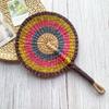 Colorful Striped Patterns Hand Braided Fan Vintage Cattail Fan Decorative Handheld Fans  Outdoor