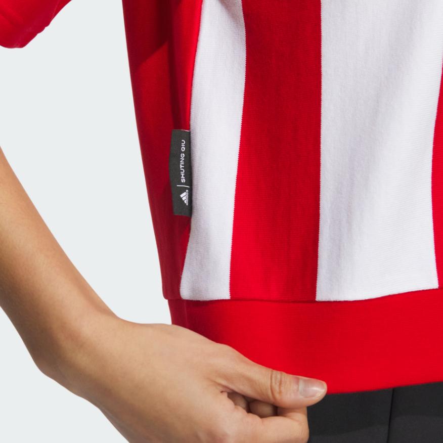 Adidas X Shuting Qiu Co-Branded Alphabet Floral Embroidery Colorblock Casual T-Shirt Women Tops Light-Crimson IM8446