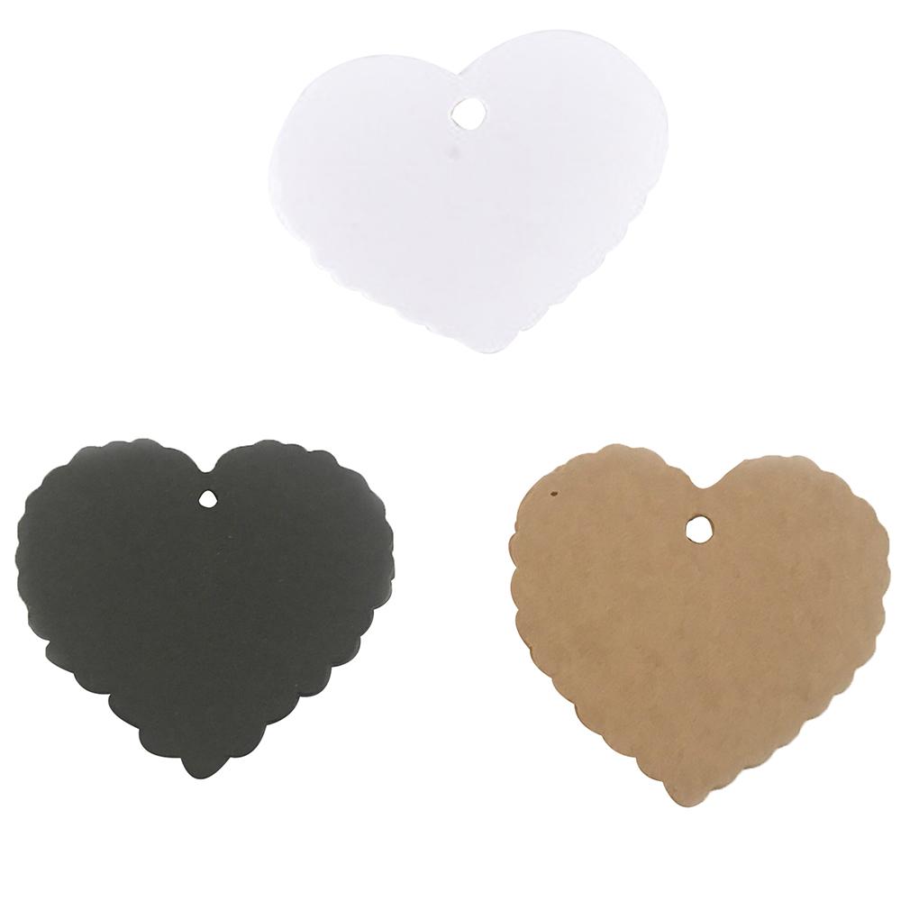 100pcs Kraft Paper Heart\-Shaped Solid Color Blank Label Jewelry Gift Postcard Home Wedding Party DIY Decoration Accessories