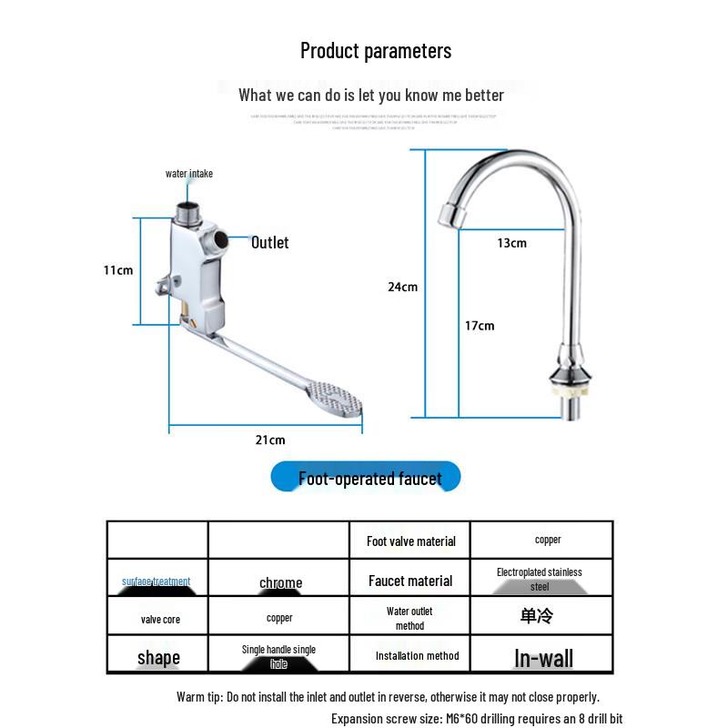 Rubinetto per Lavabo a Pedale Singolo Acqua Fredda