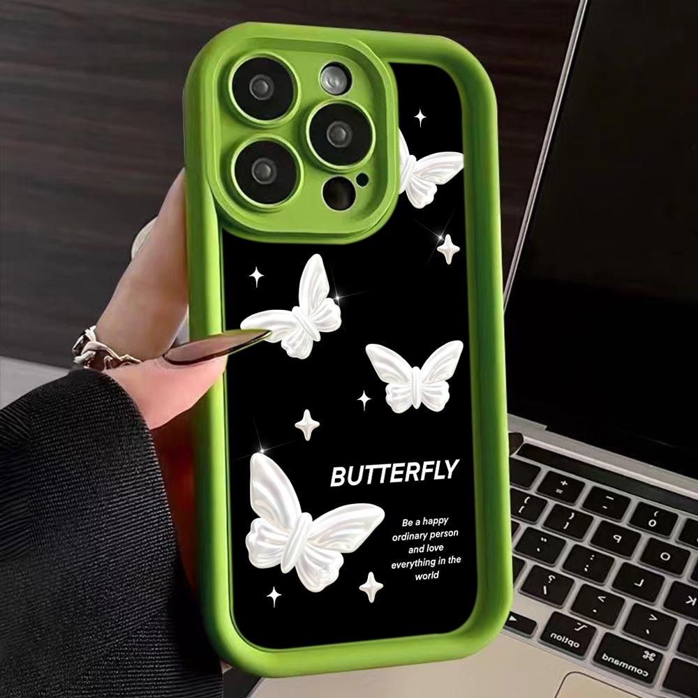 LZ4 Butterfly Art Design Silicone Phone Case for iPhone 11 13 14 15 16 Pro Max 7 8 16 Plus 12 Mini XS Max XR Shockproof Back Cover