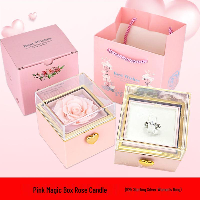 S925 Silver Four-Leaf Clover Necklace In Rotating Surprise Gift Box for Christmas, Valentine's, or Birthday