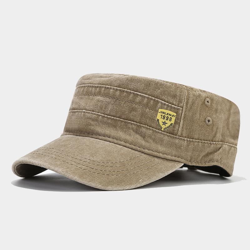 1pc Retro Washed Flat Top Hat Adjustable Fisher Caps for Men Women Cadet Military Caps Design Driver Cap Four Season Dailywear