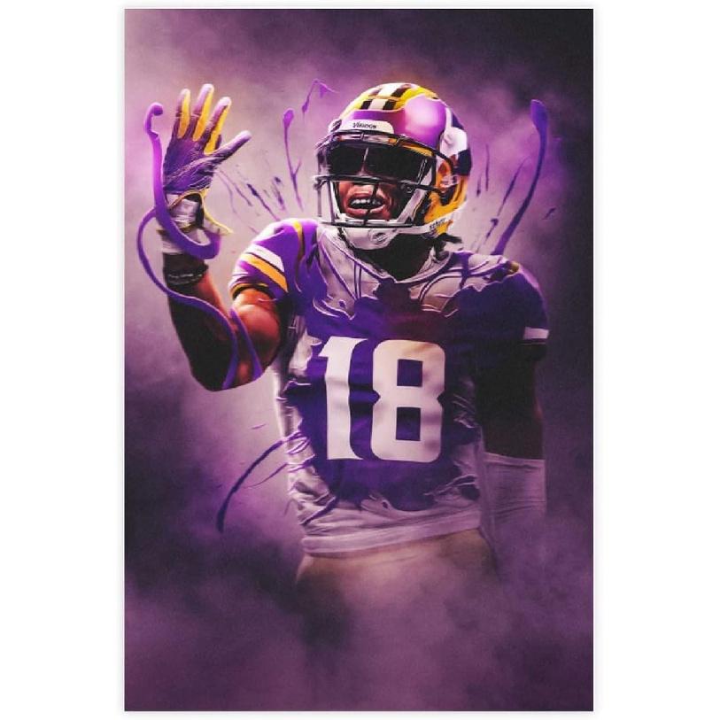 Sports Poster Justin Jefferson Canvas Poster Wall Art Decor Print Picture Paintings for Living Room Bedroom Decoration 12x18inch(30x45cm) Unframe: