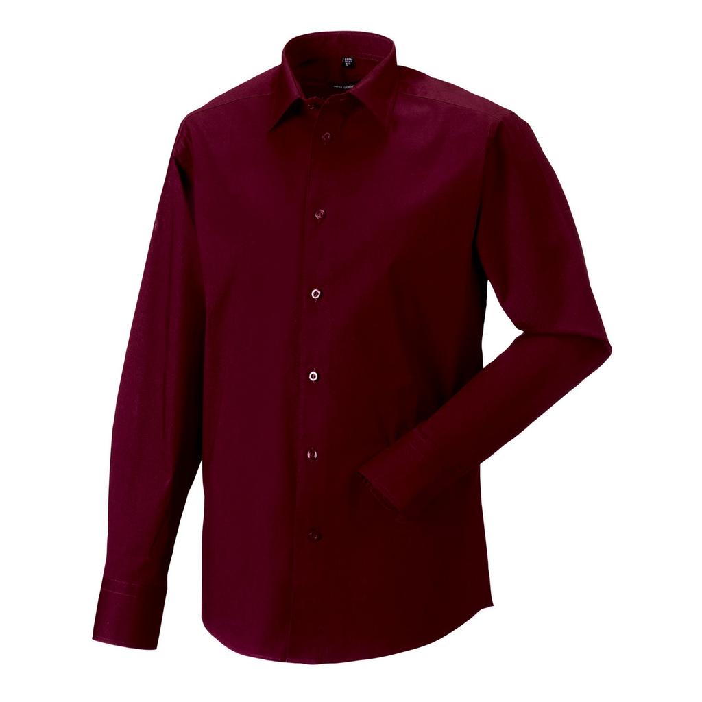 Russell Collection Mens Fitted Long-Sleeved Shirt