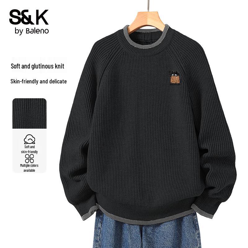 Baleno S&K Men s Casual Animal Print Round Neck Knit Sweater L