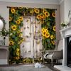 2pcs   Spring Summer Curtains Sunflower Barn Door Semi-Sheer Curtains Durable 100% Polyester Fabric Versatile All for Grey