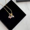 Vlen Minimalist 18K Gold Chain Necklaces Natural Stone Bead Cluster Pendant Necklace Trendy Delicate Jewelry for Wedding