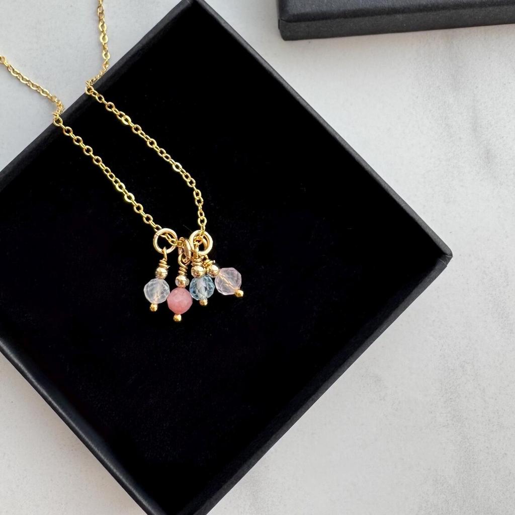Vlen Minimalist 18K Gold Chain Necklaces Natural Stone Bead Cluster Pendant Necklace Trendy Delicate Jewelry for Wedding
