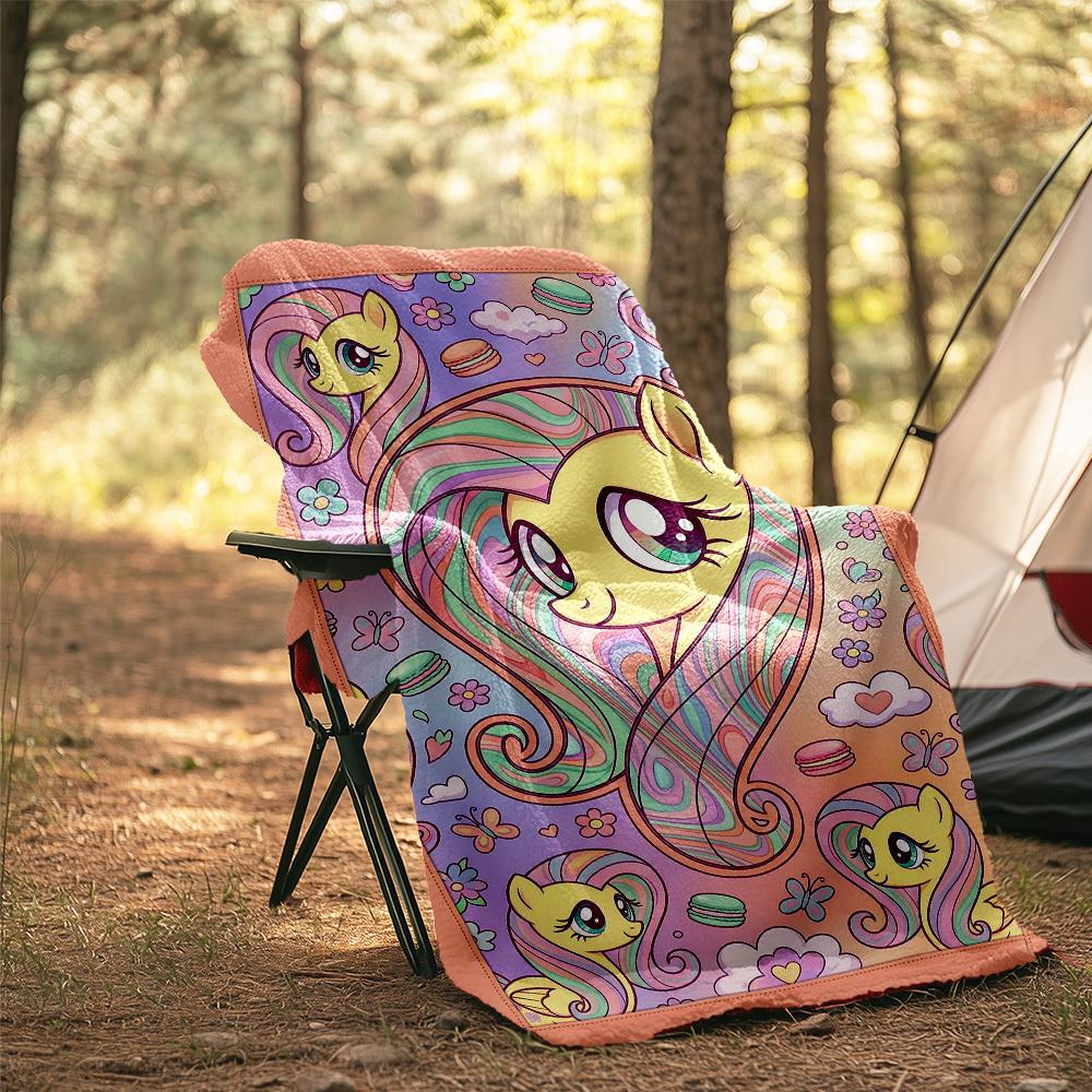 Fluttershy With Rainbow Mane And Macarons Fluttershy Outdoor Blanket Soft Cozy Lightweight Allseason Multiuse Blanket For Picnics Camping Travel Sofa