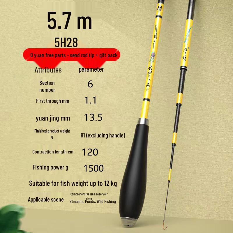 Super Fine Hard Carbon Fiber Crucian Carp Hand Rod for Taiwan Fishing