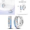 Sparkling Women Hoop Earrings 925 copper Heart Shape Star Moon Round Blue Zircon Fit Origina Drop Earrings Zircon Holiday gifts