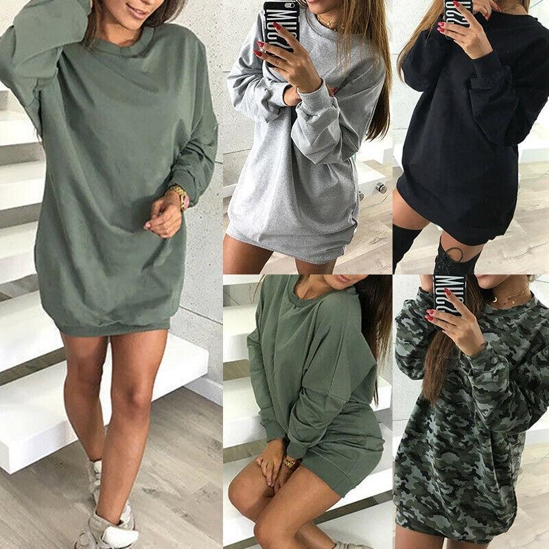Stylish Women's Oversized Hoodie Dress Long Pullover Sweatshirt For Winter Wear