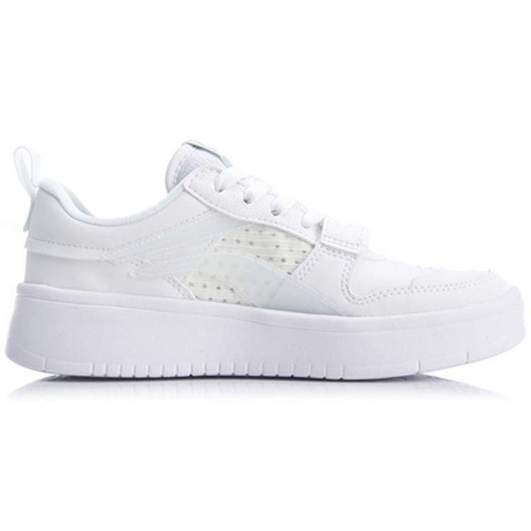 LiNing Wave Superwave Lite Rutschfest Verschleißfest Leicht Atmungsaktiv Niedrig geschnitten Skateboard-Schuhe Damen Weiß AGCQ082-1