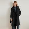 ELLE A-Line Wool Warm Long Coat With Belted Lapel Double-Sided Melton Coat Women coats Gray Blue L7WND058