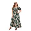 Vestido feminino de verão plus size estampado casual vestido de férias boêmio elegante midi vestidos longos