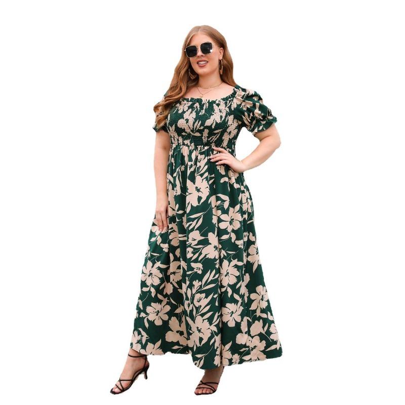 Vestido feminino de verão plus size estampado casual vestido de férias boêmio elegante midi vestidos longos