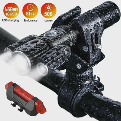 USB Rechargeable Bicycle Light with Bright Headlight & Taillight for Night Riding