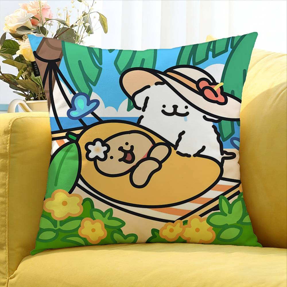 Cute Dog Illustrator Matsui World Various Sizes Square Pillow Case For Car Home Bedchamber Decor