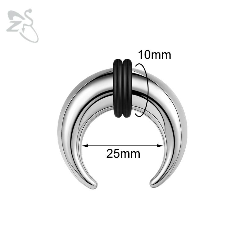 

ZS 1 шт., 1,2–10 мм, толстое кольцо в форме бычьего рога из нержавеющей стали для носа, мужские пирсинги большого калибра, расширители ушей, серьги для пирсинга перегородки Silver-10X25MM