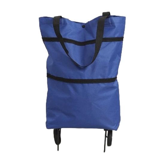 Foldable Shopping Trolley on Wheels Heavy-Duty Waterproof Oxford Fabric Collapsible Grocery Bag with Silent Wheels Rolling Shopping Cart