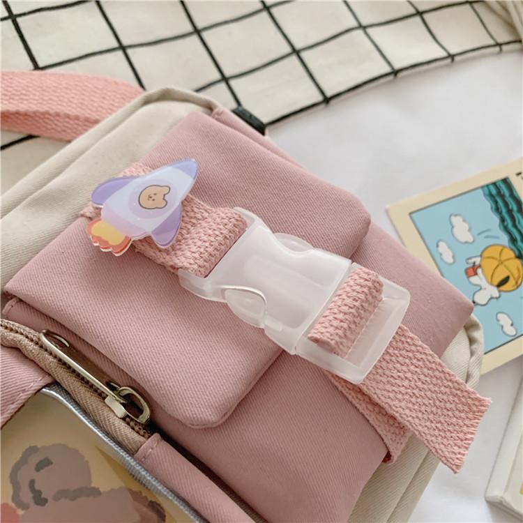 Japanse Style Kawaii Shoulder Canvas Bag Girls Student Small Mutipockets Transparent Crossbody Bags Women New