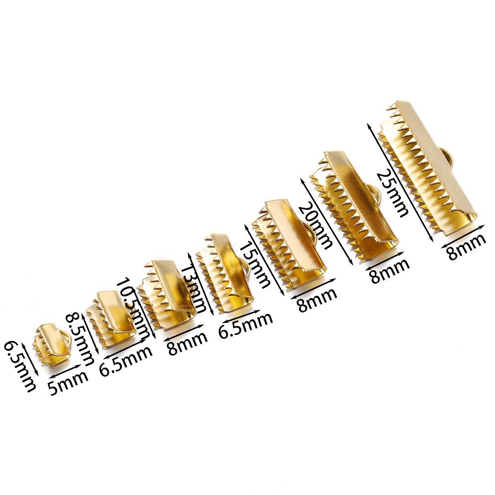 20/30 Stück Goldfarbene Edelstahl-Quetschperlen-Endstück-Schnallen-Spitzen-Verschlüsse für DIY Halsketten-Armband-Schmuckherstellung Zubehör