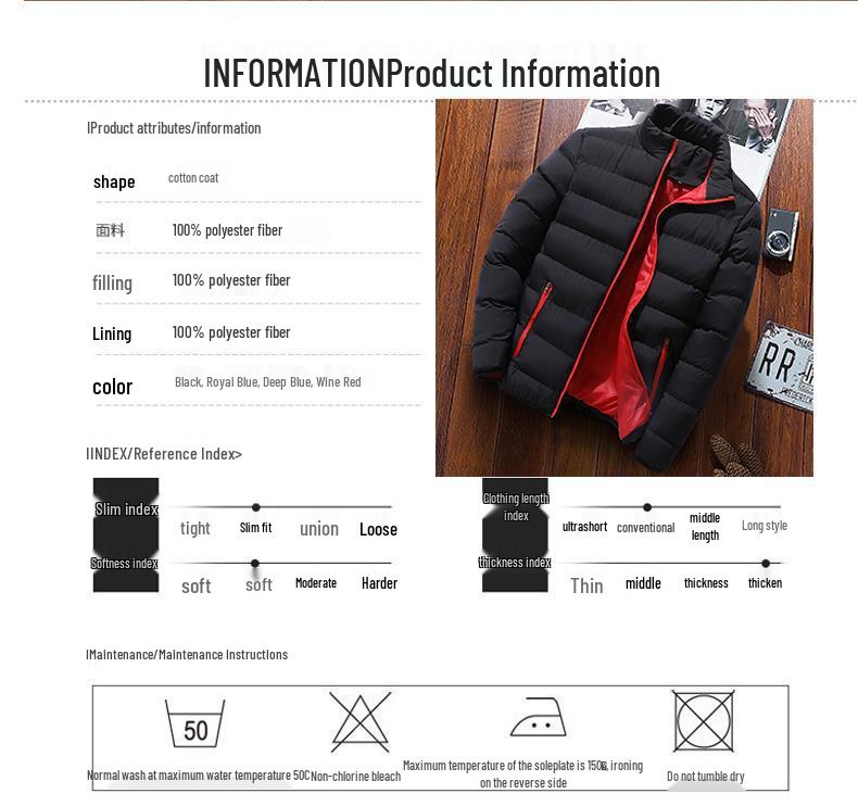 Giacca Sportiva da Uomo Ispessita Autunno/Inverno con Collo Alto Imbottita in Cotone - Cappotto Caldo Casual da Esterno
