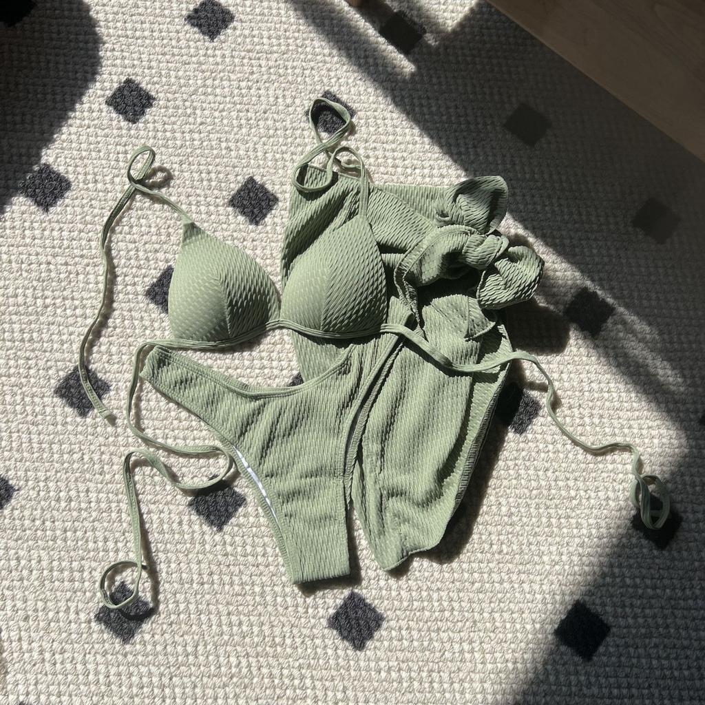 2026 Special Fabric High Waist Sexy Babes Swimsuit Bikini Three-piece Swimsuit Swimsuit