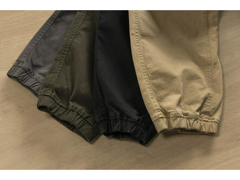 Autumn Micro-Elastic Khaki Retro Lace-Up Men's Casual Overalls