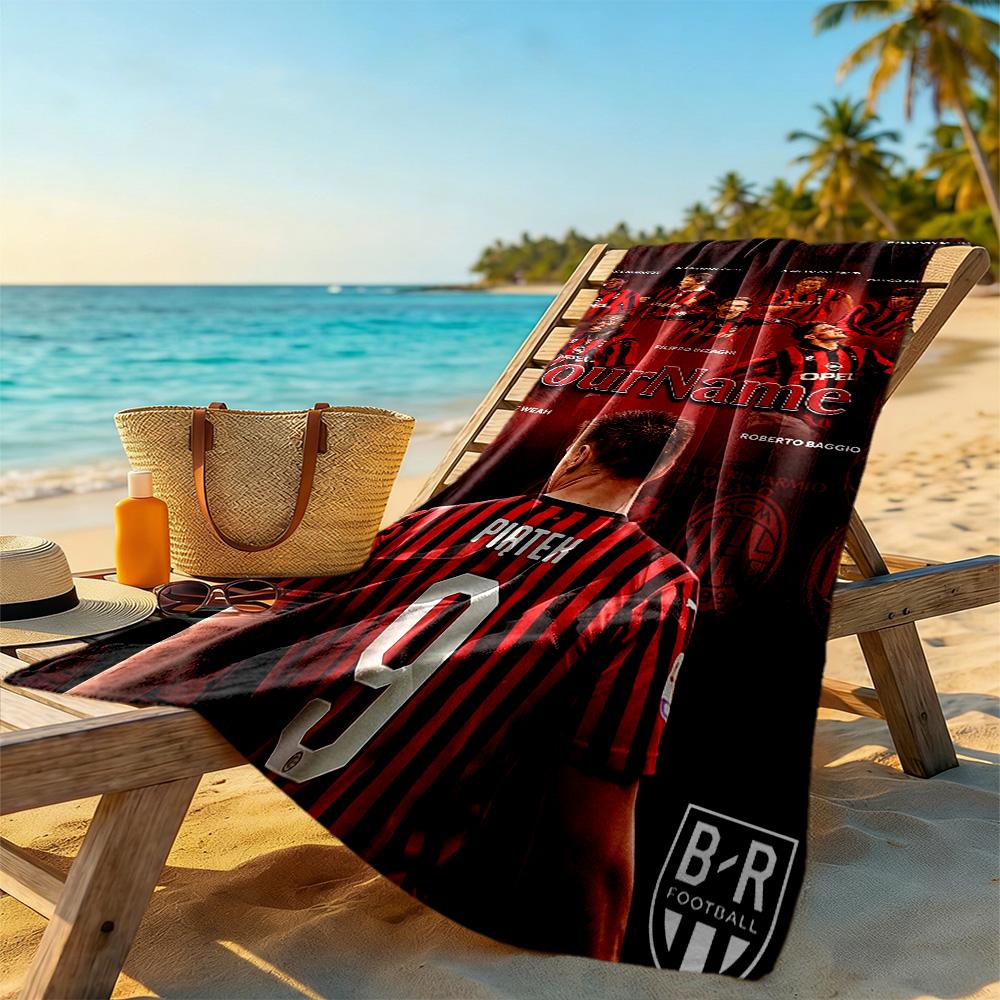 Ac Milan Customizable Name Beach Towel Quick-Dry Soft Microfiber