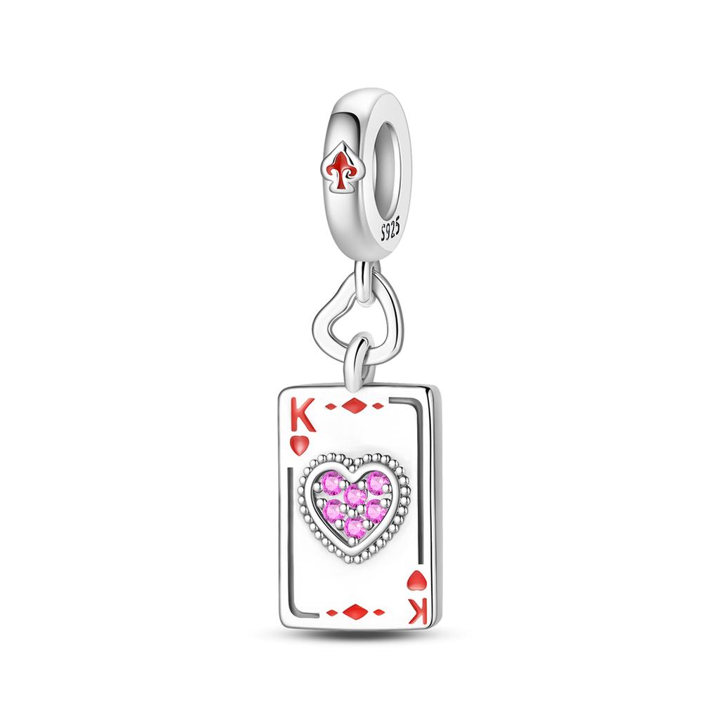 Authentic Original Copper Metal Playing Cards Charm Bead Components Poker Joker Hearts Spades Crown Bead Component Pendant Bead Component Compatible