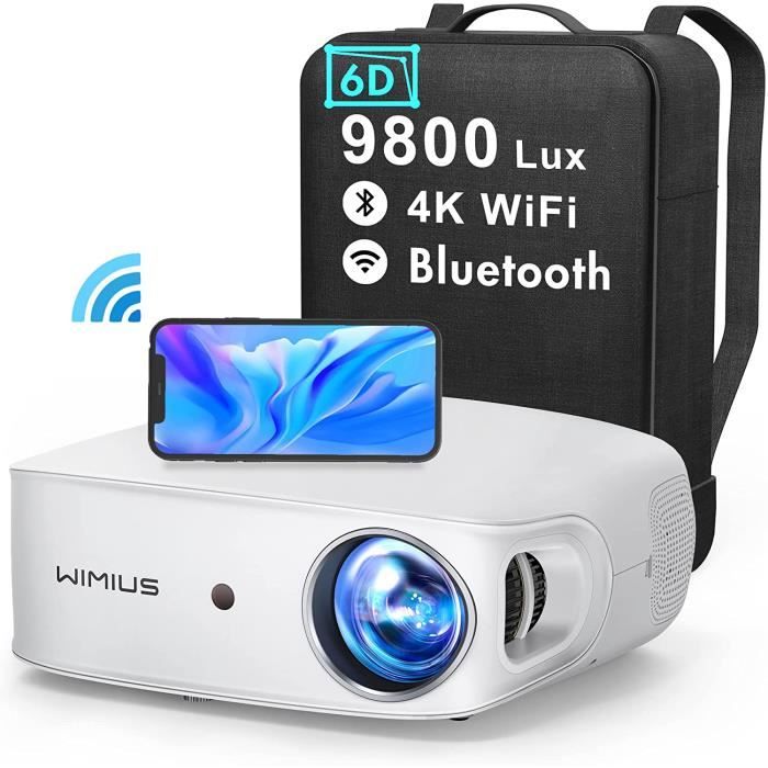 Vidéoprojecteur 5G WiFi Bluetooth Full HD 1080P, 9800 Lumens WiMiUS Projecteur 4K Supporté Correction Trapézoïdale 6D Auto Avec 4