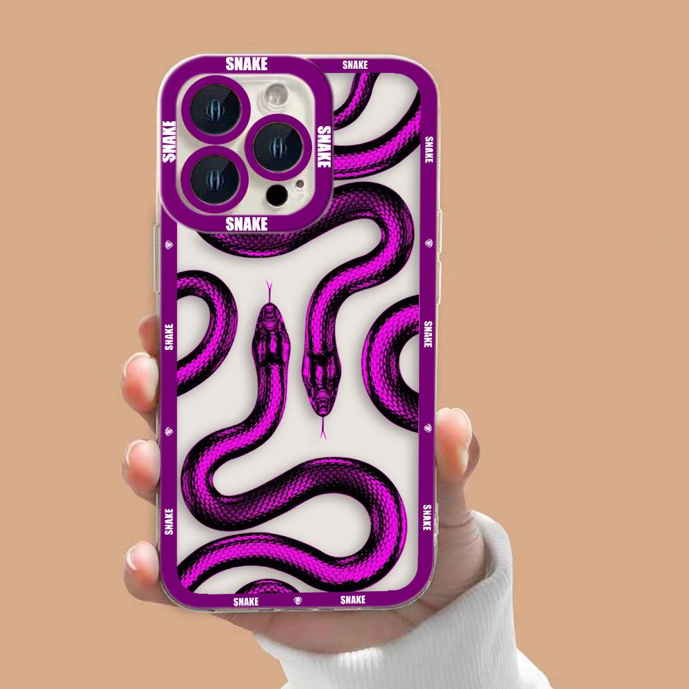 Black Purple Red Gold Snake Cover Clear Phone Case For Redmi Note 15 14 13 12 12S 11 11T 11S 10 9 10S 9S 8 Pro Plus Case Shell