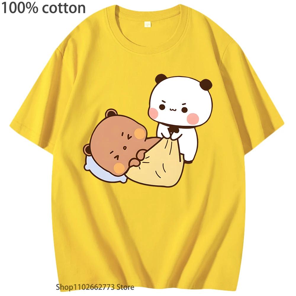 Wake Up Lazy DuDu It’s Shopping Time Tshirt Cute Bubu Panda Bear Shirts Cotton Korean Styele Top Women Clothes Men T-Shirts