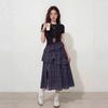 Women's Summer French Plaid Vest Dress with Waist-Cinching and Irregular Hem