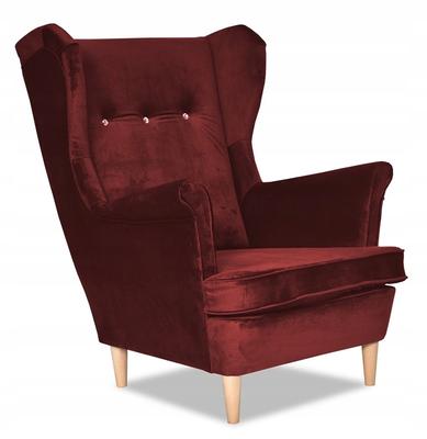 ARI Scandinavian Family Furniture Wing Chair Burgundy Velvet WATER PROOF